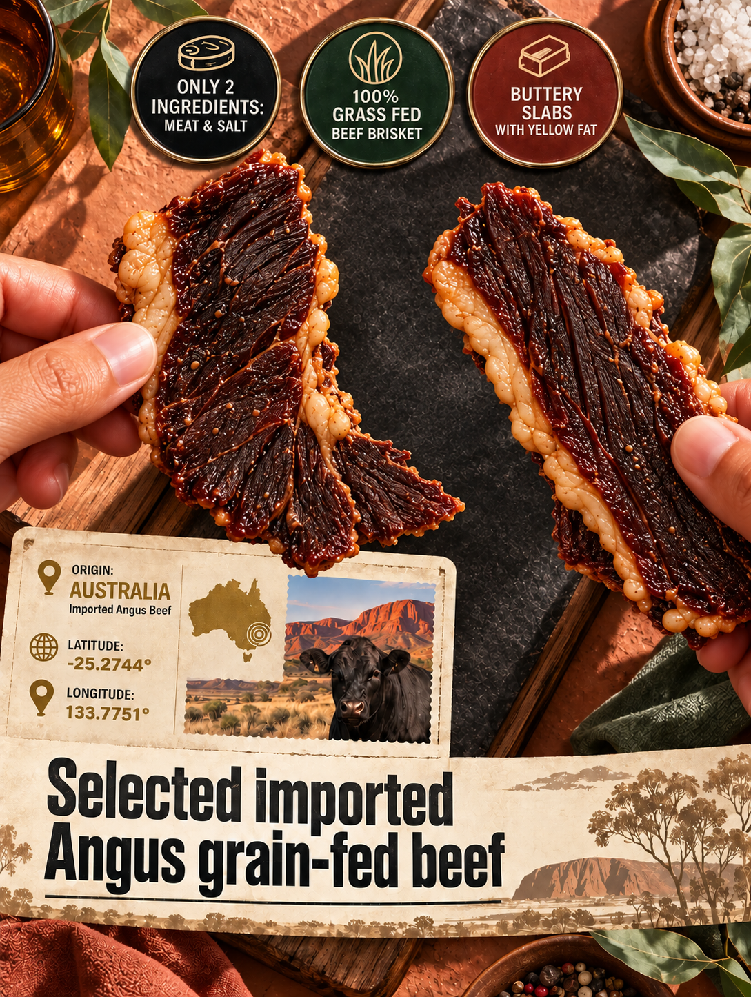 🥩100% Grass-Fed Beef Brisket Snack — High Protein, 🦬Low Carb & Made for Everyday Energy-Finn