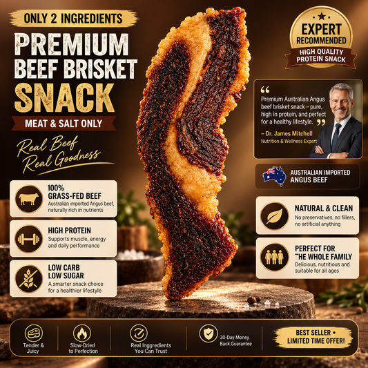 🥩100% Grass-Fed Beef Brisket Snack — High Protein, Low Carb & Made for Everyday Energy-Finn